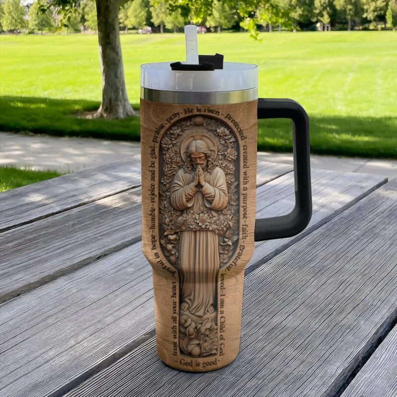 Wooden Bible Verses Custom Stanley Quencher 40oz Stainless Steel Tumbler With Handle - Threewoofs - Image 3