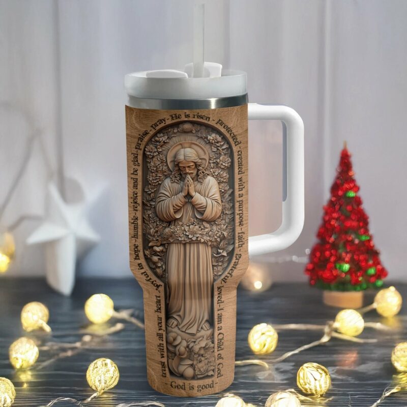 Wooden Bible Verses Custom Stanley Quencher 40oz Stainless Steel Tumbler With Handle - Threewoofs - Image 2