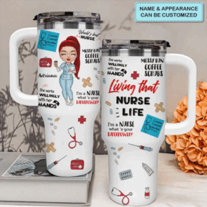 World‚Äôs Best Nurse Custom Stanley Quencher 40oz Stainless Steel Tumbler With Handle - Threewoofs