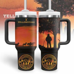 Yellowstone TV Series Custom Stanley Quencher 40oz Stainless Steel Tumbler With Handle - Threewoofs