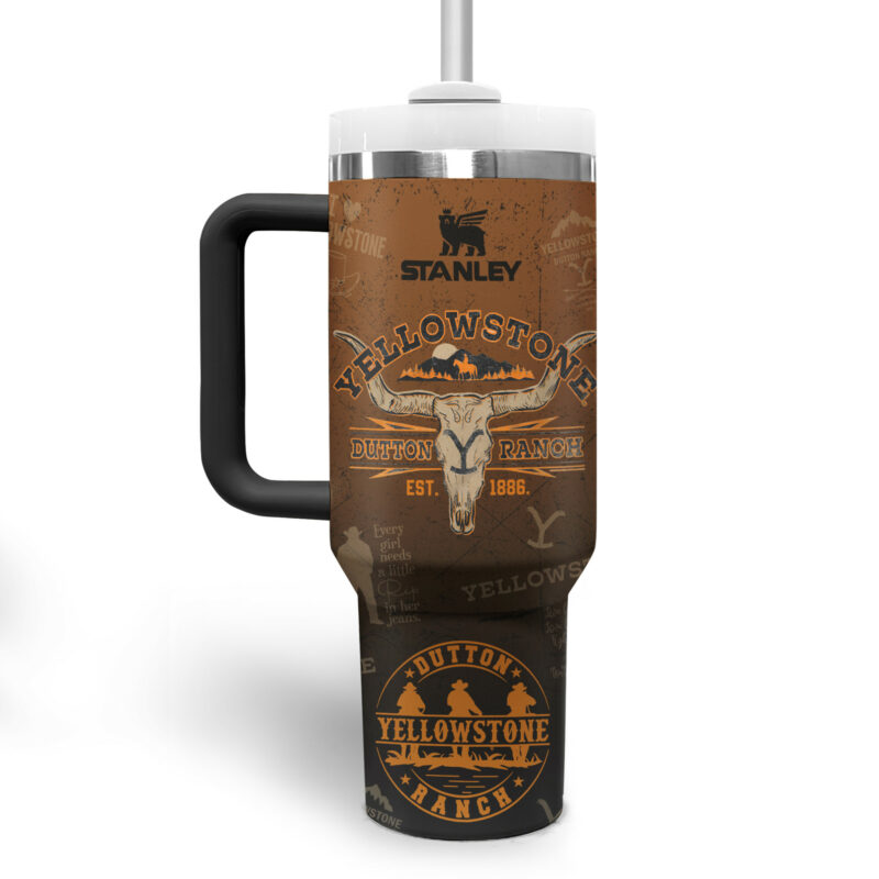 Yellowstone TV Series Custom Stanley Quencher 40oz Stainless Steel Tumbler With Handle - Threewoofs - Image 4