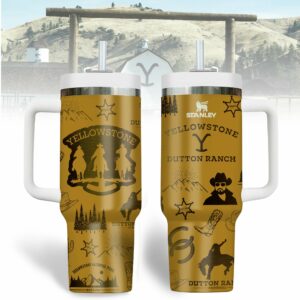 Yellowstone TV Series Custom Stanley Quencher 40oz Stainless Steel Tumbler With Handle - Threewoofs