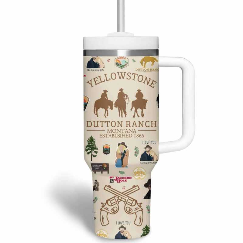 Yellowstone TV Series Custom Stanley Quencher 40oz Stainless Steel Tumbler With Handle - Threewoofs - Image 4