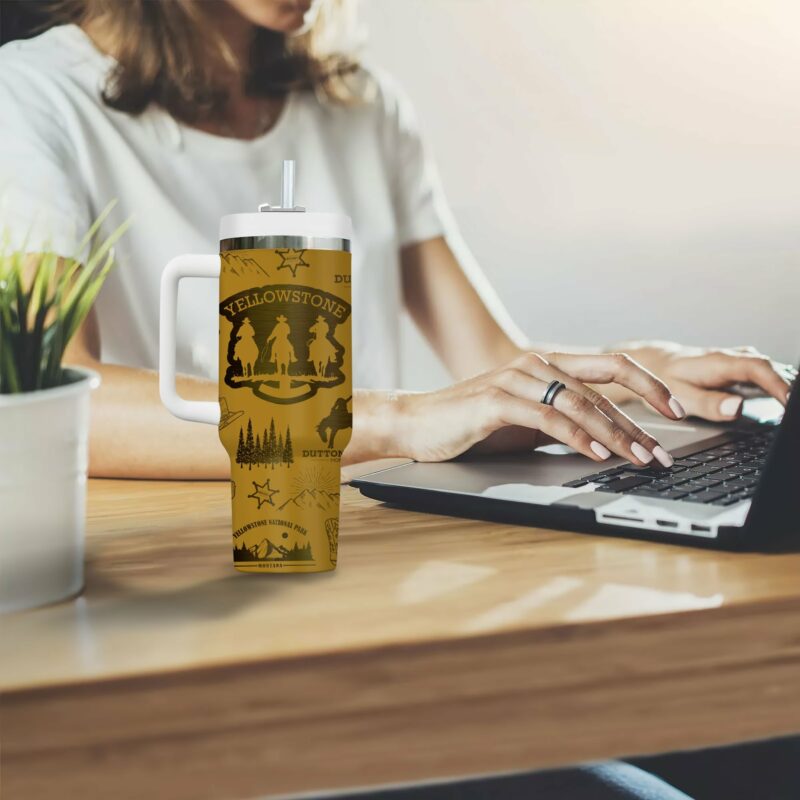 Yellowstone TV Series Custom Stanley Quencher 40oz Stainless Steel Tumbler With Handle - Threewoofs - Image 5