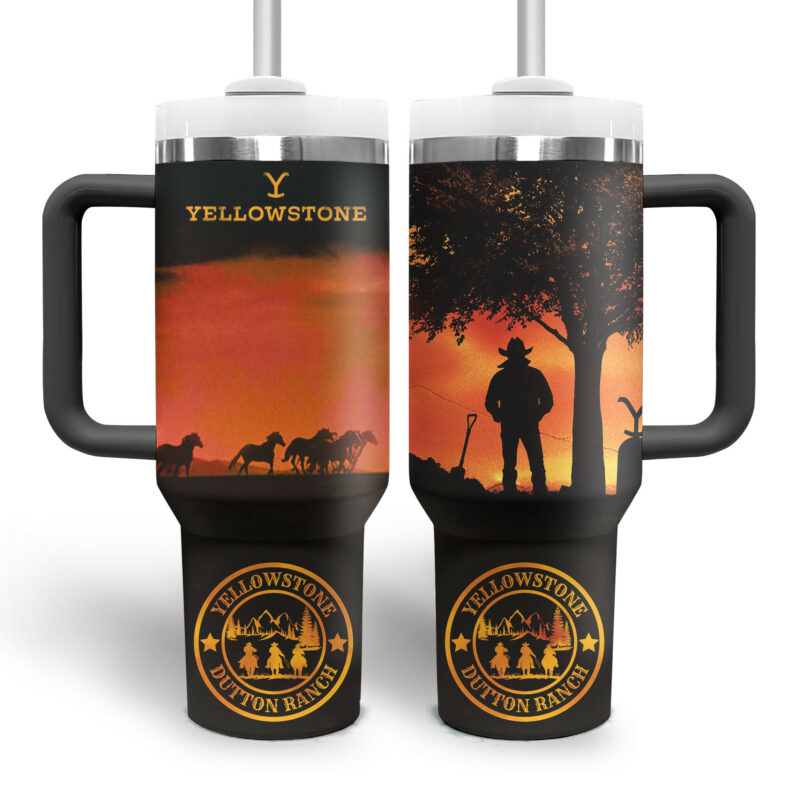 Yellowstone TV Series Custom Stanley Quencher 40oz Stainless Steel Tumbler With Handle - Threewoofs - Image 3