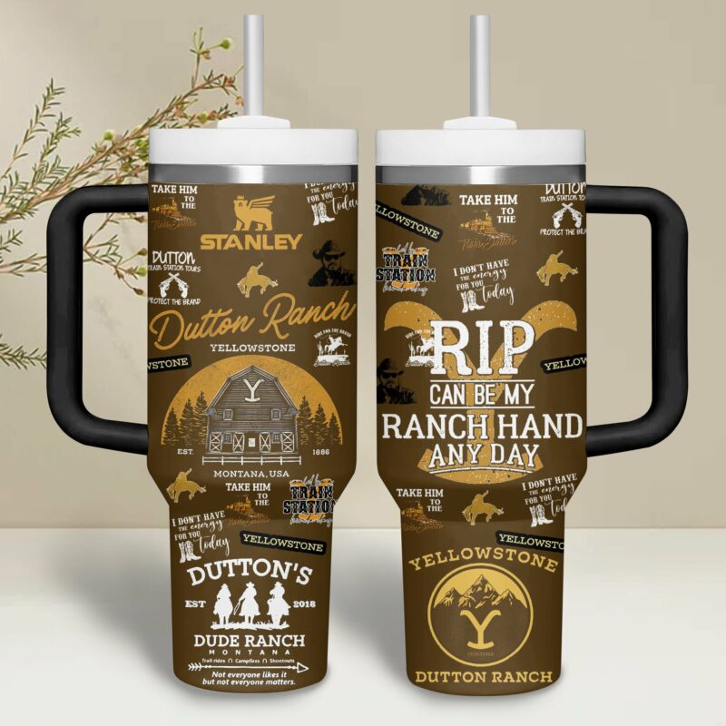 Yellowstone TV Series Custom Stanley Quencher 40oz Stainless Steel Tumbler With Handle - Threewoofs - Image 3