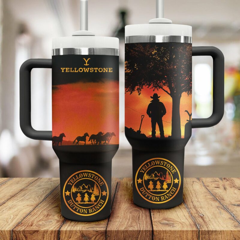 Yellowstone TV Series Custom Stanley Quencher 40oz Stainless Steel Tumbler With Handle - Threewoofs - Image 2