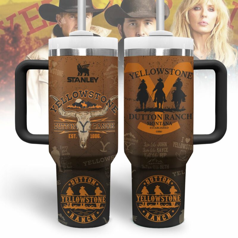 Yellowstone TV Series Custom Stanley Quencher 40oz Stainless Steel Tumbler With Handle - Threewoofs