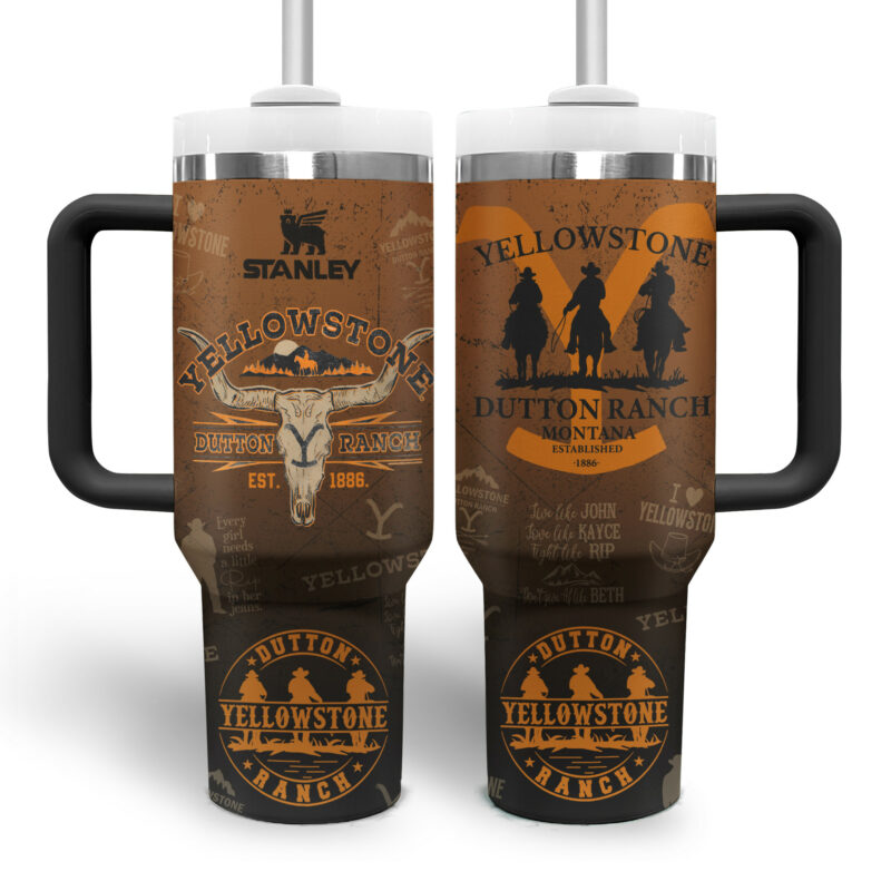 Yellowstone TV Series Custom Stanley Quencher 40oz Stainless Steel Tumbler With Handle - Threewoofs - Image 3