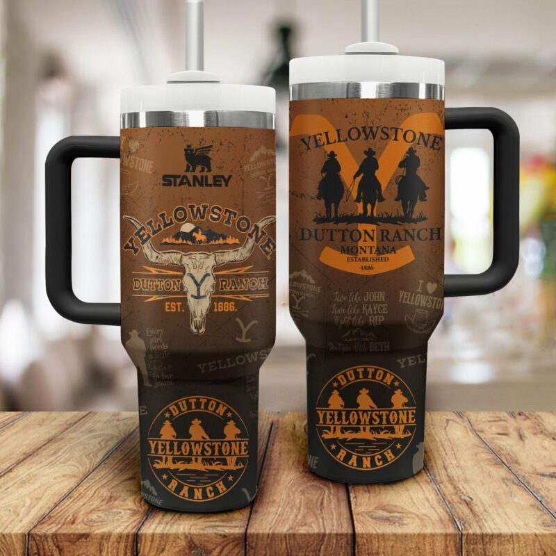 Yellowstone TV Series Custom Stanley Quencher 40oz Stainless Steel Tumbler With Handle - Threewoofs - Image 2