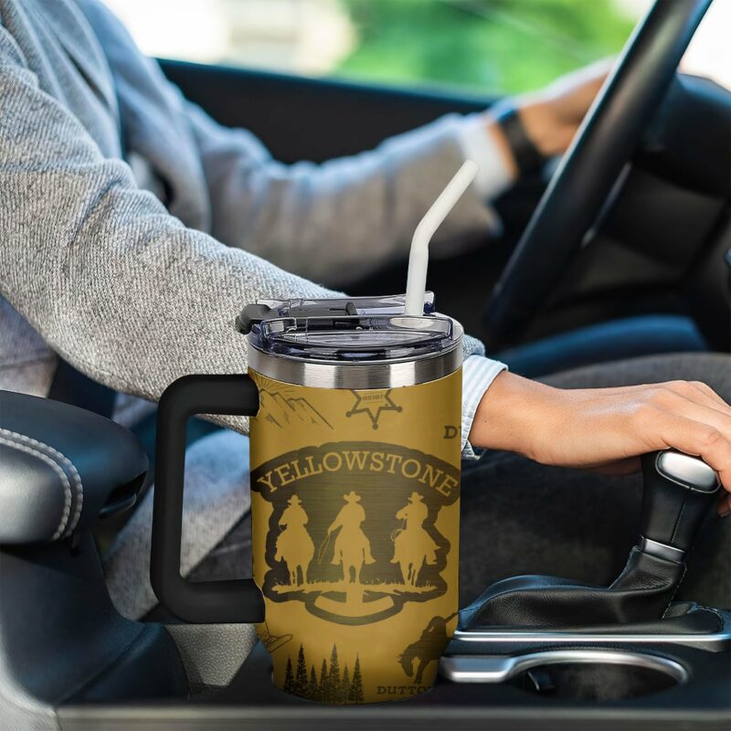 Yellowstone TV Series Custom Stanley Quencher 40oz Stainless Steel Tumbler With Handle - Threewoofs - Image 3