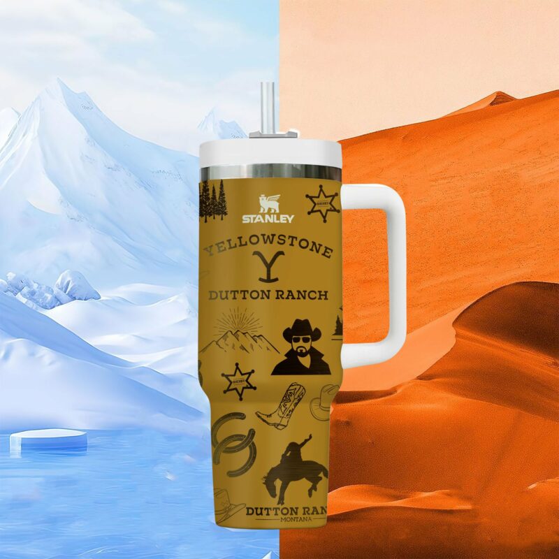 Yellowstone TV Series Custom Stanley Quencher 40oz Stainless Steel Tumbler With Handle - Threewoofs - Image 2