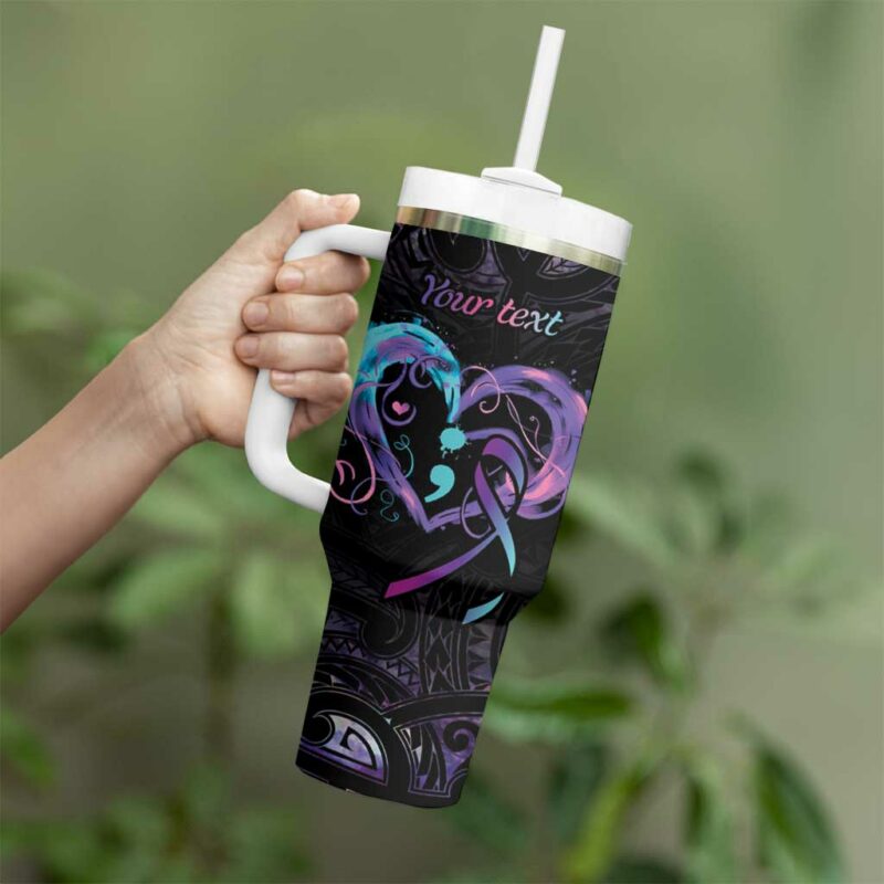 Your Life Matters Suicide Prevention Awareness Semicolon Heart Custom Stanley Quencher 40oz Stainless Steel Tumbler With Handle - Threewoofs - Image 3