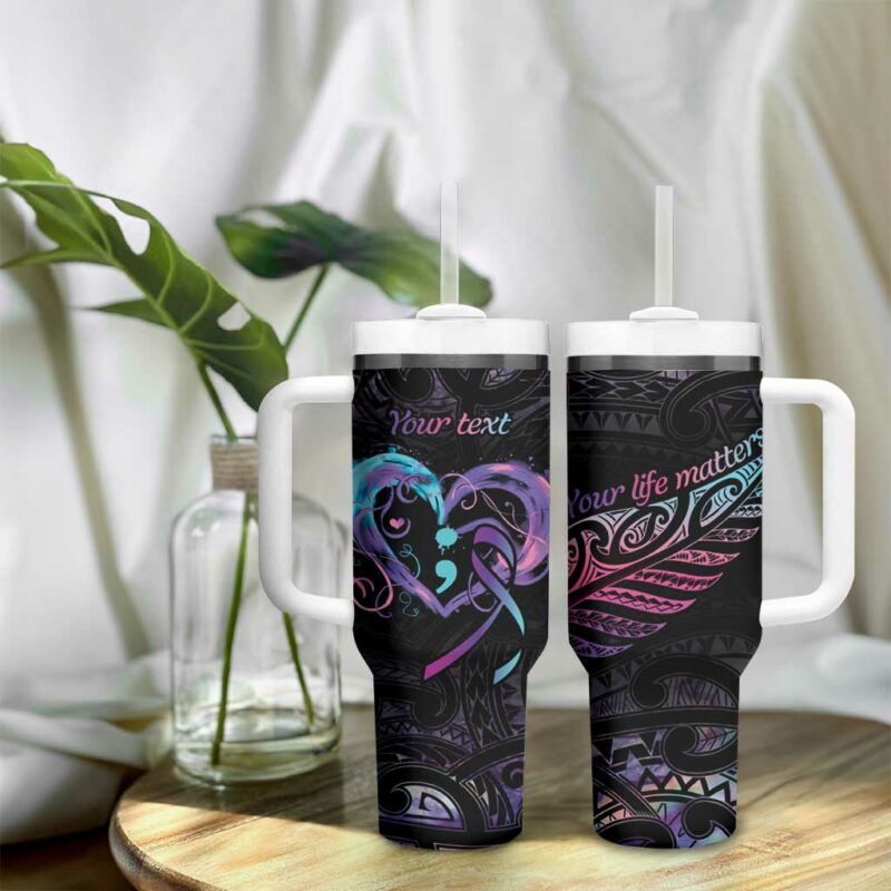 Your Life Matters Suicide Prevention Awareness Semicolon Heart Custom Stanley Quencher 40oz Stainless Steel Tumbler With Handle - Threewoofs - Image 9