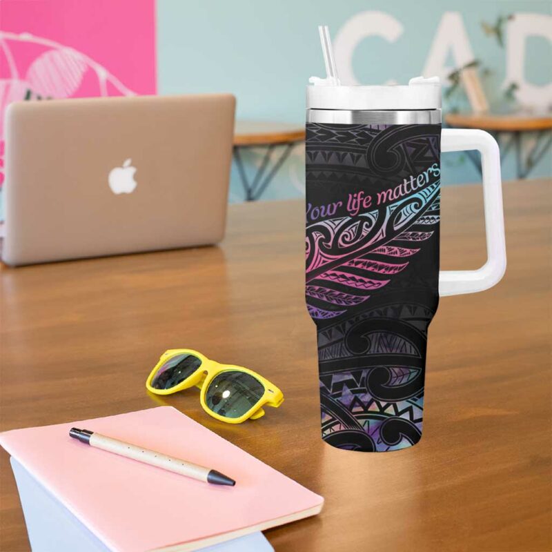 Your Life Matters Suicide Prevention Awareness Semicolon Heart Custom Stanley Quencher 40oz Stainless Steel Tumbler With Handle - Threewoofs - Image 5