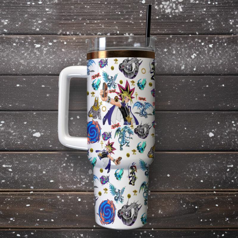 Yu-Gi-Oh! Duel Links Games Custom Stanley Quencher 40oz Stainless Steel Tumbler With Handle - Threewoofs - Image 2