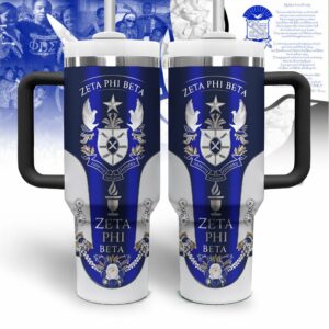 Zeta Phi Beta Custom Stanley Quencher 40oz Stainless Steel Tumbler With Handle - Threewoofs