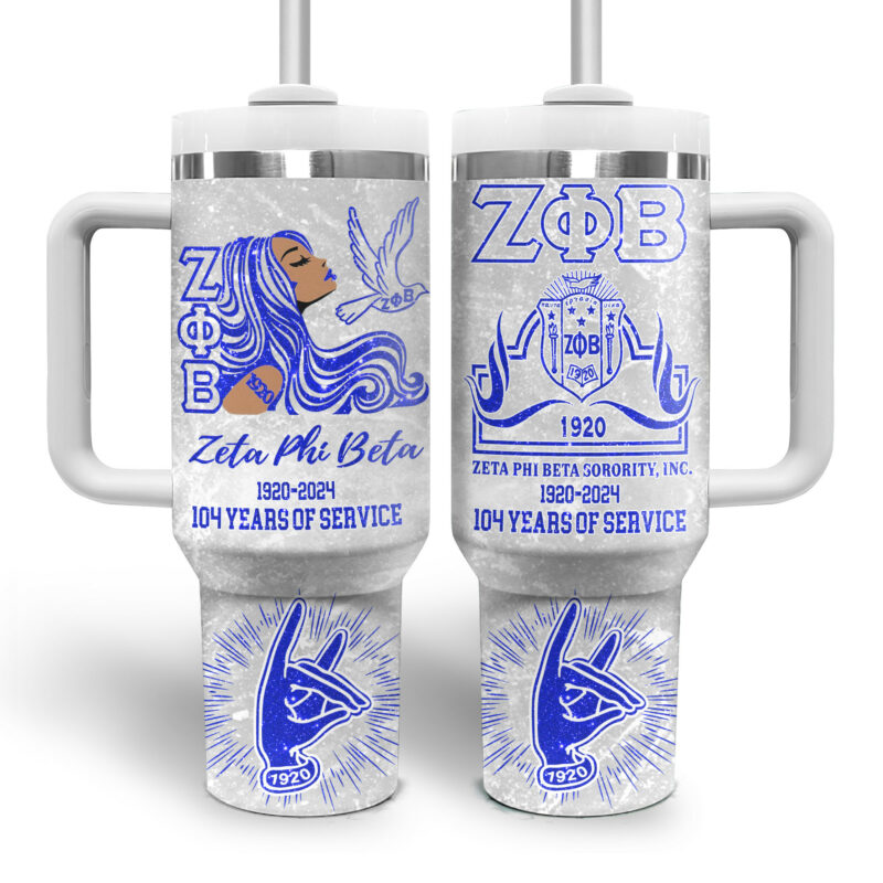 Zeta Phi Beta Custom Stanley Quencher 40oz Stainless Steel Tumbler With Handle - Threewoofs - Image 4