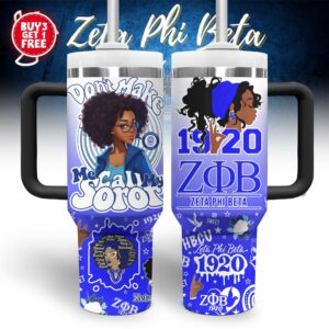 Zeta Phi Beta Custom Stanley Quencher 40oz Stainless Steel Tumbler With Handle - Threewoofs
