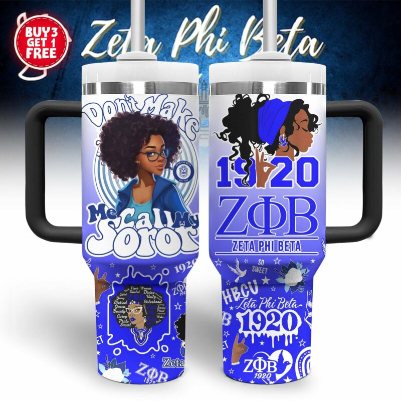 Zeta Phi Beta Custom Stanley Quencher 40oz Stainless Steel Tumbler With Handle - Threewoofs