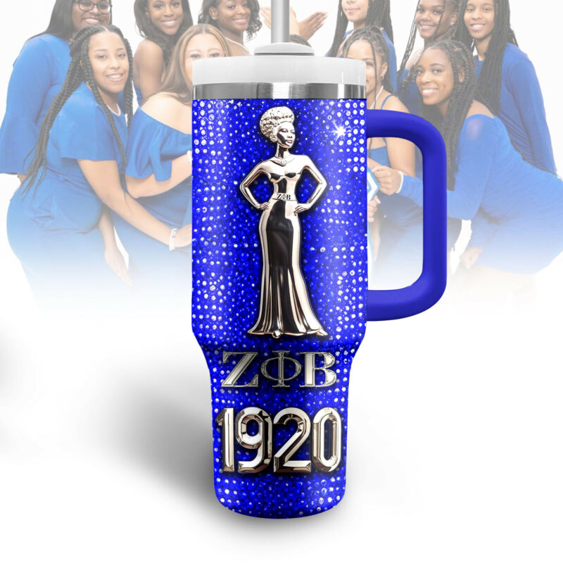 Zeta Phi Beta Custom Stanley Quencher 40oz Stainless Steel Tumbler With Handle - Threewoofs - Image 3