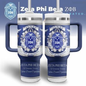 Zeta Phi Beta Custom Stanley Quencher 40oz Stainless Steel Tumbler With Handle - Threewoofs