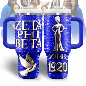 Zeta Phi Beta Custom Stanley Quencher 40oz Stainless Steel Tumbler With Handle - Threewoofs
