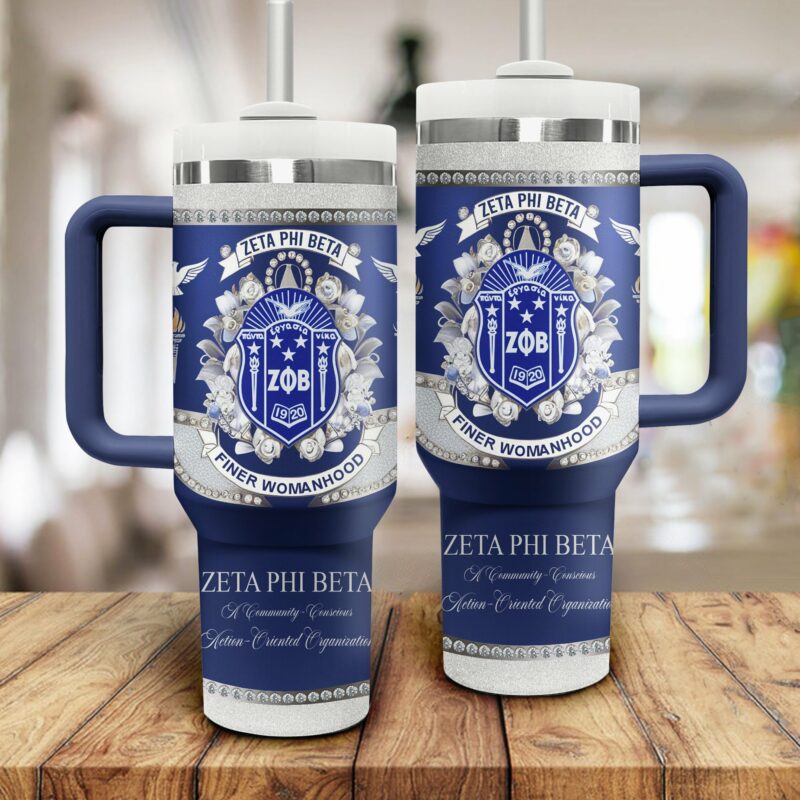 Zeta Phi Beta Custom Stanley Quencher 40oz Stainless Steel Tumbler With Handle - Threewoofs - Image 2