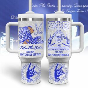 Zeta Phi Beta Custom Stanley Quencher 40oz Stainless Steel Tumbler With Handle - Threewoofs