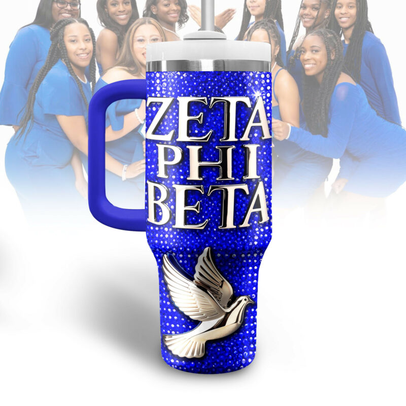 Zeta Phi Beta Custom Stanley Quencher 40oz Stainless Steel Tumbler With Handle - Threewoofs - Image 2