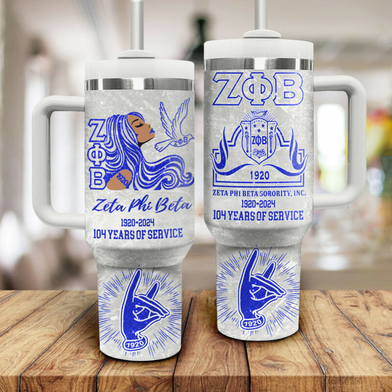 Zeta Phi Beta Custom Stanley Quencher 40oz Stainless Steel Tumbler With Handle - Threewoofs - Image 2