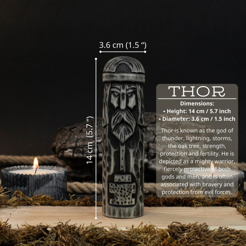 Wooden Figurine - Thor. Scandinavian God. Wood Carving. Altar. Heathen. God Wooden Sculpture. Hand Carved. Scandinavian Gifts. - Image 2