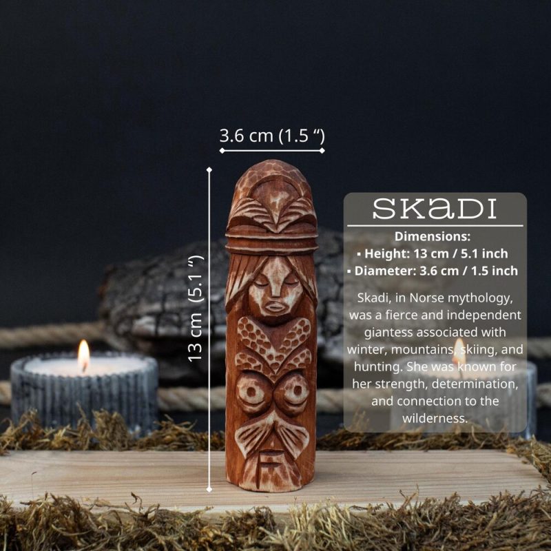 Handcrafted Wooden Sculptures. Set 6-Piece. Gods Of Storm, Wisdom And Nature. Viking Carving Home Decor Statue. Pagan Asatru. Gift For Mum - Image 2