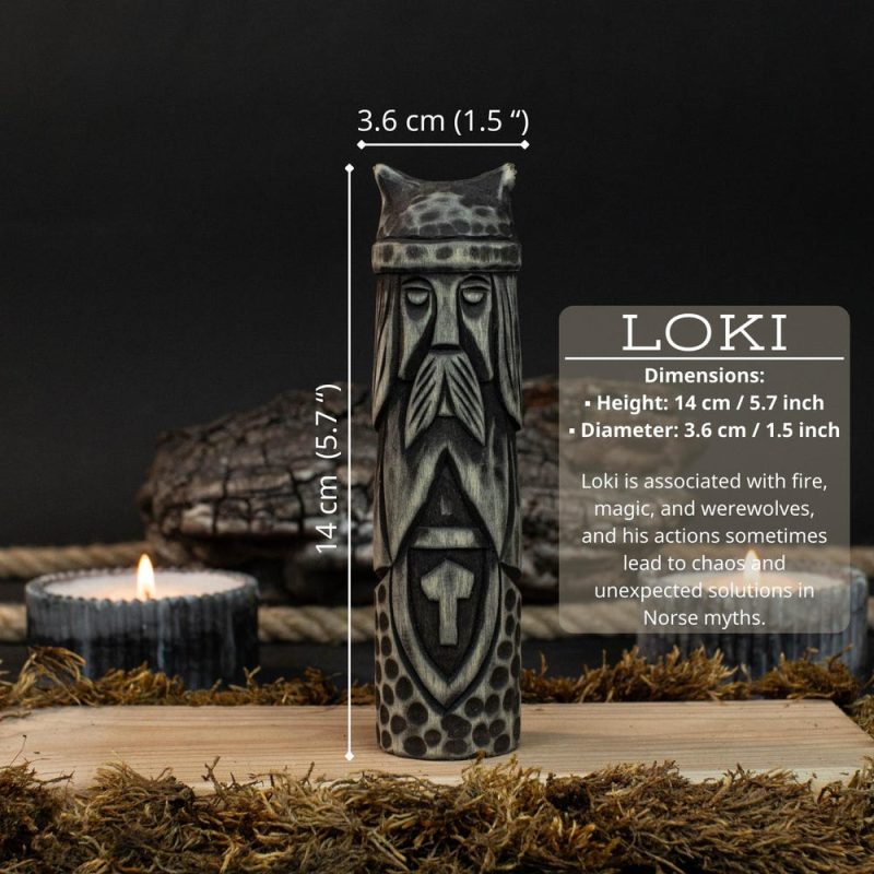 Freyja, Odin, Loki, Handcrafted Wooden Sculptures. Norse Gods Of Strength, Wisdom, Cunning. Viking Carving Home Decor Statue. Gift For Him - Image 3