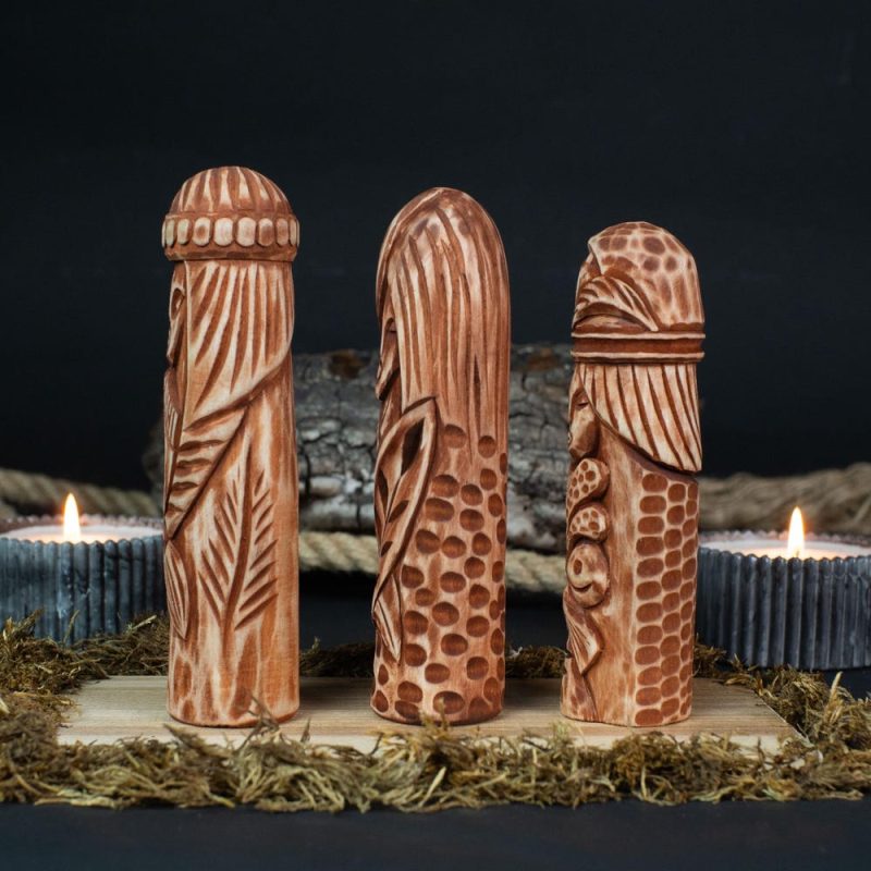 Skadi, Freyja, Eir, Handcrafted Wooden Sculptures. Goddesses Of Beauty And Healing. Viking Carving Home Decor Statue. Gift For A Connoisseur - Image 5