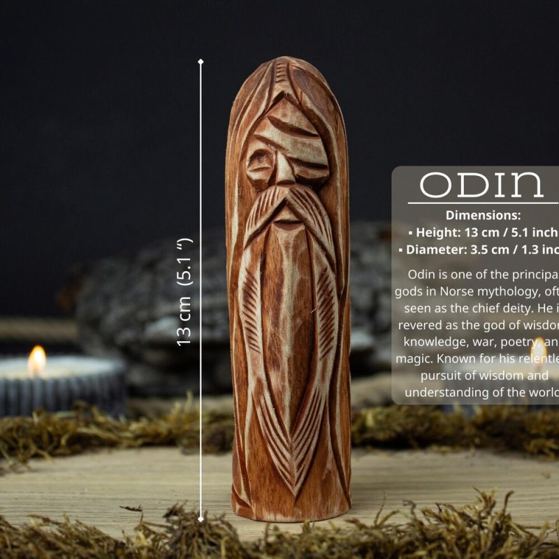 6-Inch Odin Figurine, Supreme Norse God, Wise Elder & Patron Of War, Made From Red Quality Handcrafted Wood, A Perfect Gift For Him. - Image 2