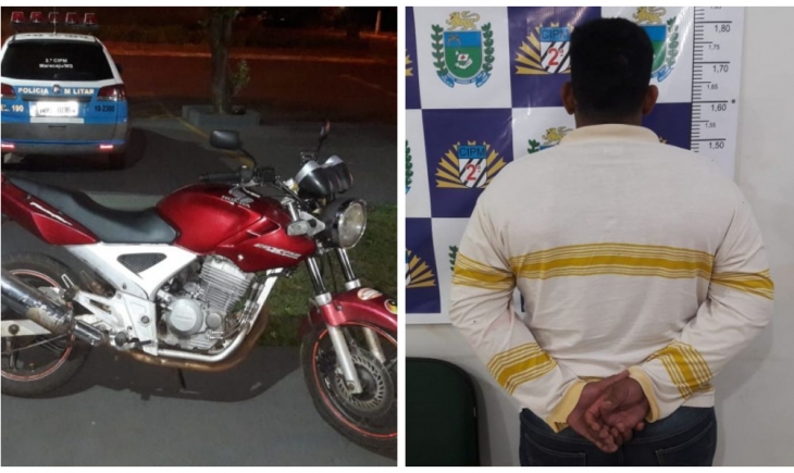 Polícia Militar de Maracaju prende homem com motocicleta roubada. Saiba mais.