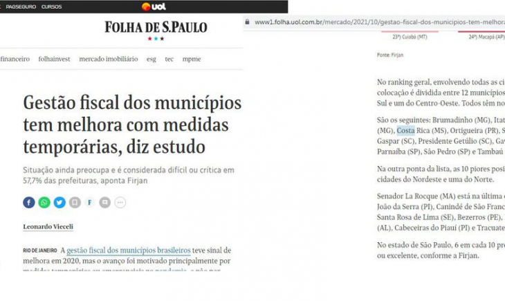 Gestão do ex-prefeito Waldeli é destaque no Jornal Folha de São Paulo e na imprensa de Mato Grosso do Sul