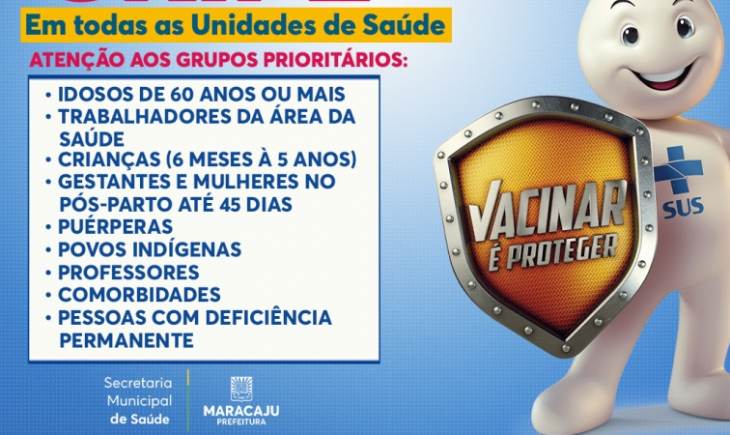 Prefeitura de Maracaju informa que a Campanha de Vacinação contra a Gripe será prorrogada até dia 24-06.