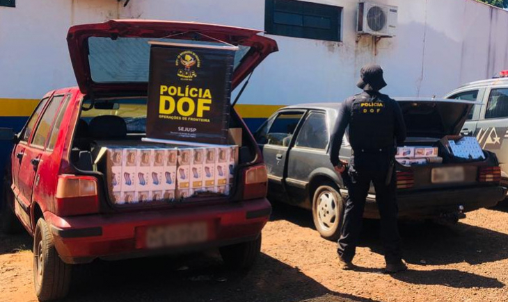 Dois veículos carregados com cigarros contrabandeados foram apreendidos pelo DOF em Maracaju.