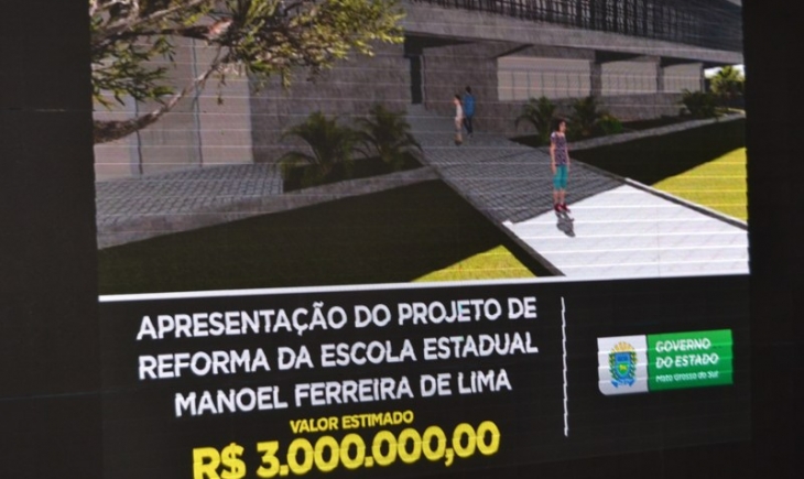 Reinaldo Azambuja anuncia investimento de 3 milhões de reais para reforma da Escola Estadual Manoel Ferreira de Lima.