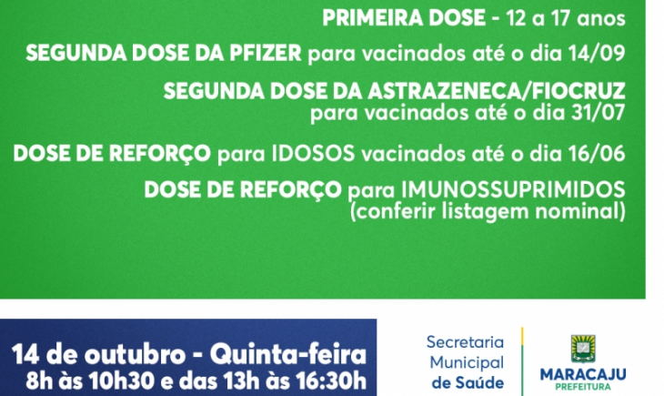 Prefeitura de Maracaju em Parceria com a Secretaria de Saúde realiza o "Mutirão da Vacina" nesta quinta-feira (14)