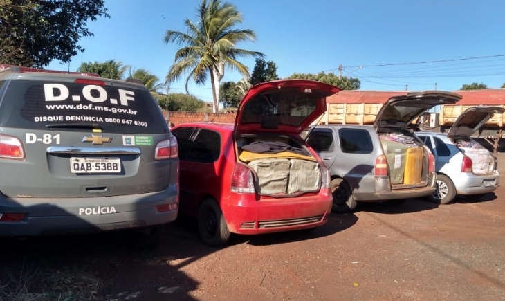 Três veículos com mercadorias adquiridas no Paraguai foram apreendidos pelo DOF na região de Maracaju.