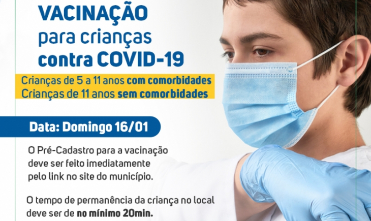 Prefeitura de Maracaju inicia vacinação de crianças de 5 a 11 anos neste domingo (16)