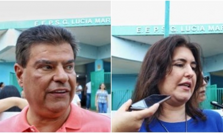 Ex-companheiros de partido, Nelsinho e Simone “se esbarram” em local de votação.