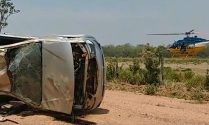 Miranda: Vítimas de capotagem são resgatadas em helicóptero da PRF