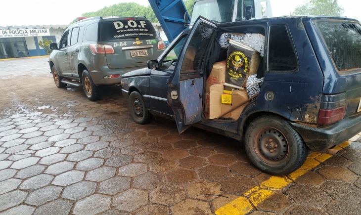 Veículo carregado com caixas de essência para narguilé contrabandeadas do Paraguai foi apreendido pelo DOF na região de Maracaju