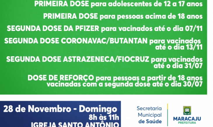 Prefeitura de Maracaju informa que haverá Mutirão da Vacina neste domingo (28)