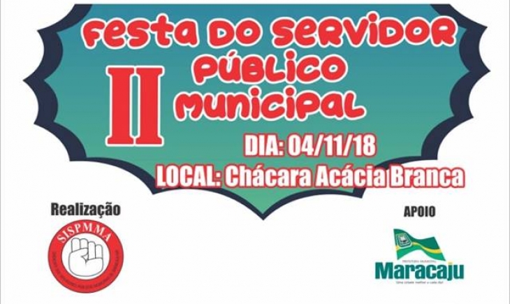 2º Festa do Servidor Público Municipal ocorrerá dia 04-11 na Acácia Branca com almoço dançante, bingo e muita animação. Saiba mais.