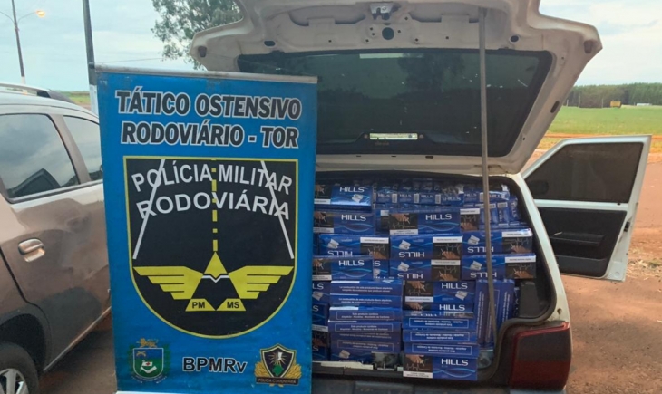 Ponta Porã: Polícia Militar Rodoviária apreende mais dois veículos abarrotados de cigarros contrabandeados do Paraguai. 